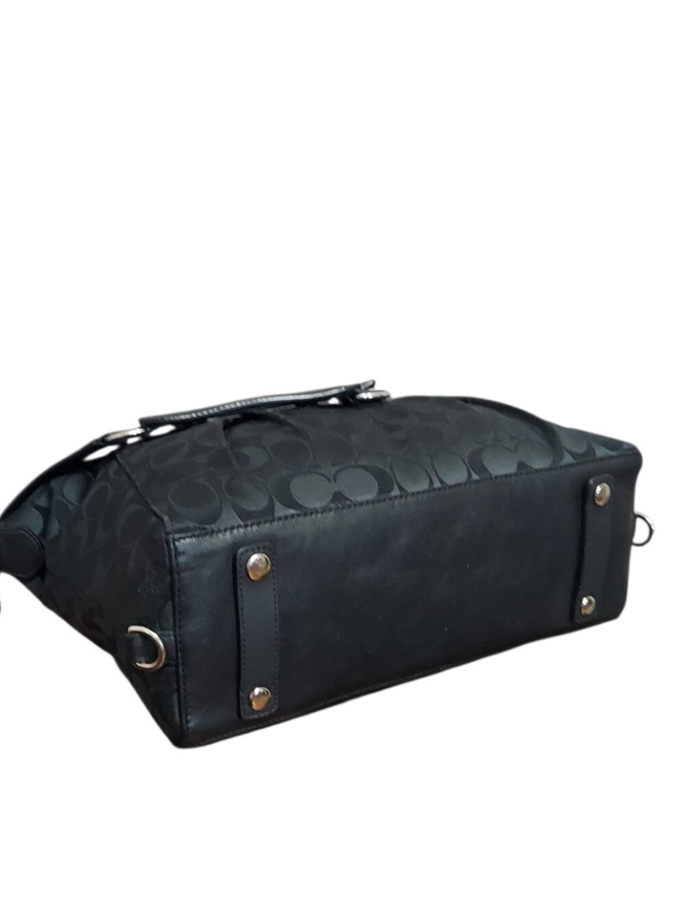 Coach Ashley Signature C Jacquard & Leather Shoulder Satchel W/ Chrome HW F19242 - Picture 10 of 13